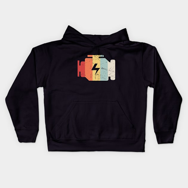 Retro Vintage Engine Block Icon Kids Hoodie by MeatMan